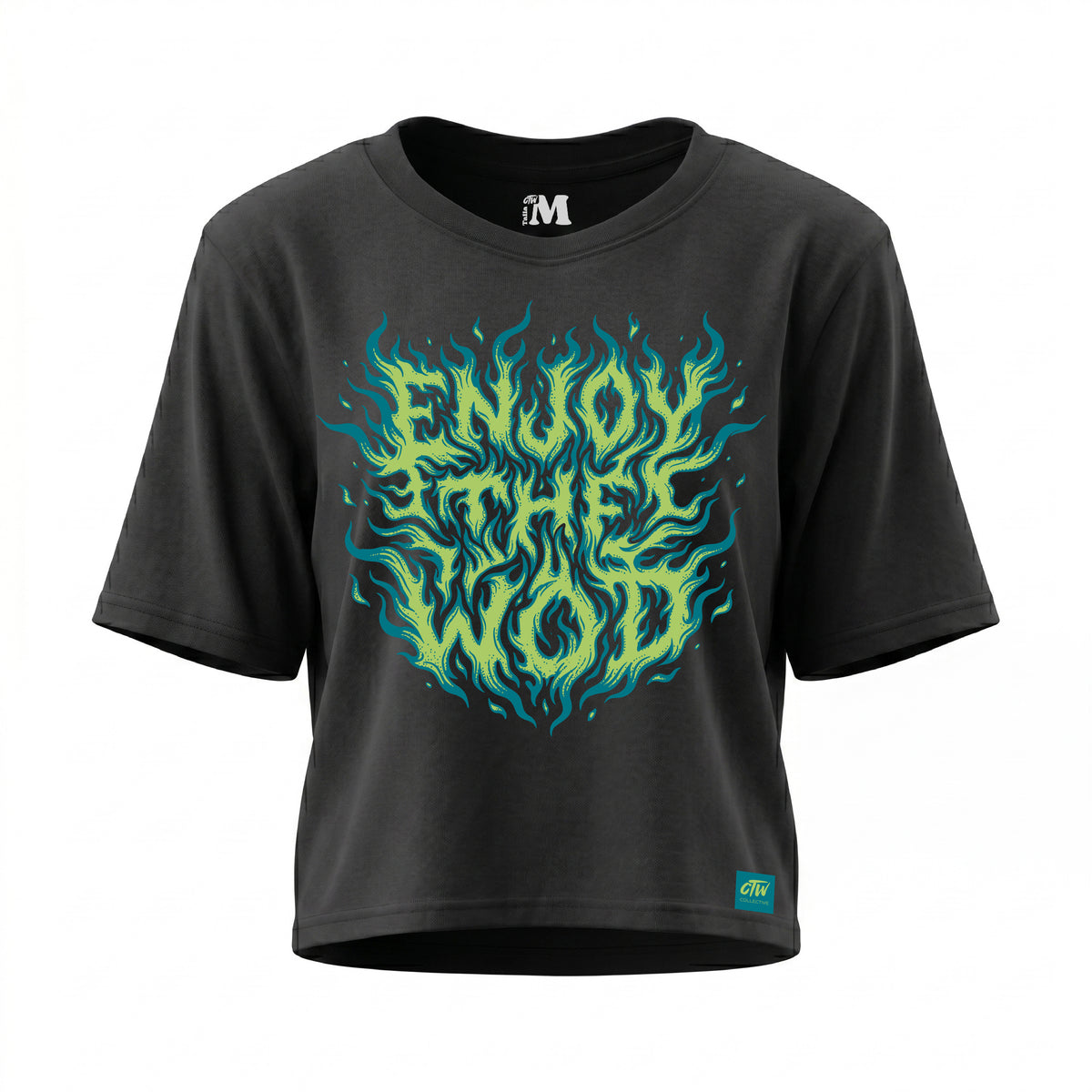 CROP TOP "ENJOY THE WOD" GREEN