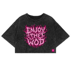 CROP TOP "ENJOY THE WOD FLAMES" PINK