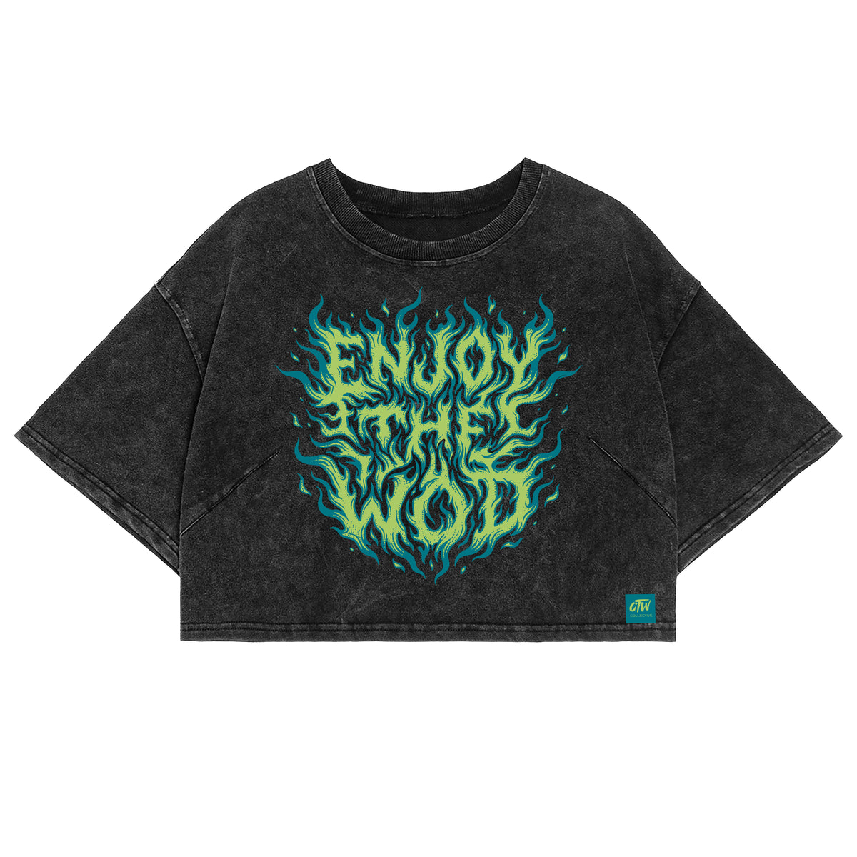CROP TOP "ENJOY THE WOD" GREEN