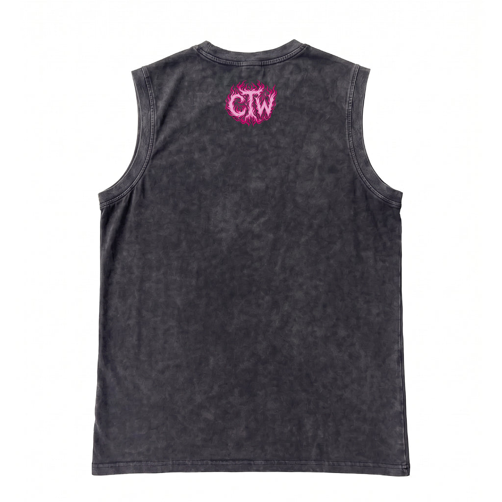 OVERSIZE SIN MANGAS "ENJOY THE WOD IN FLAMES" PINK