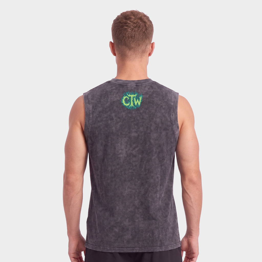 OVERSIZE SIN MANGAS "ENJOY THE WOD IN FLAMES" GREEN