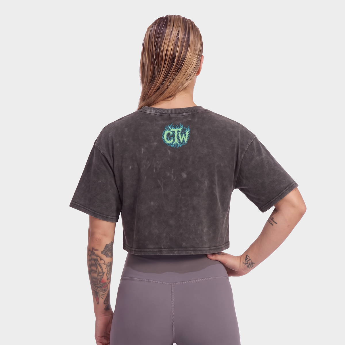 CROP TOP "ENJOY THE WOD" GREEN
