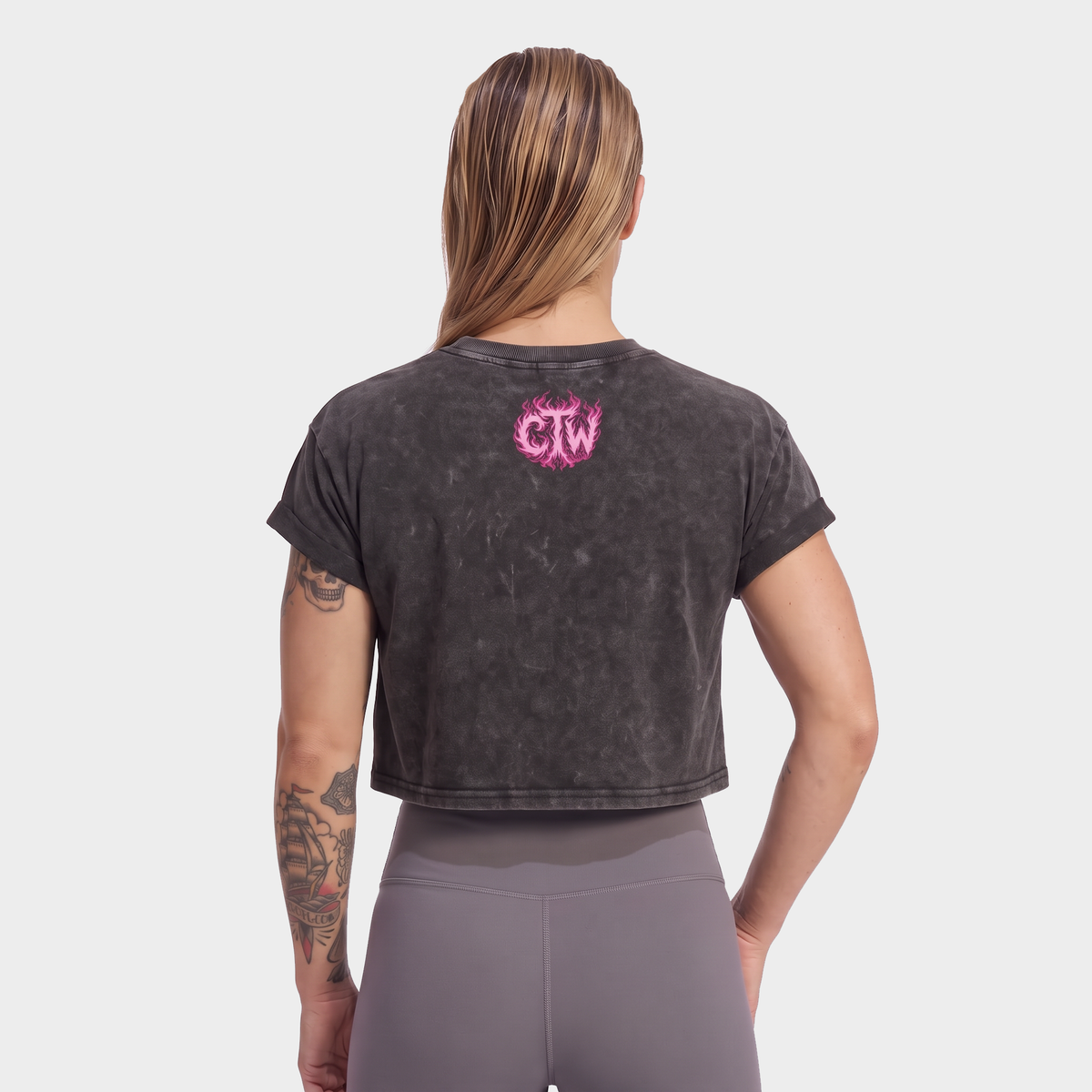 CROP TOP "ENJOY THE WOD FLAMES" PINK