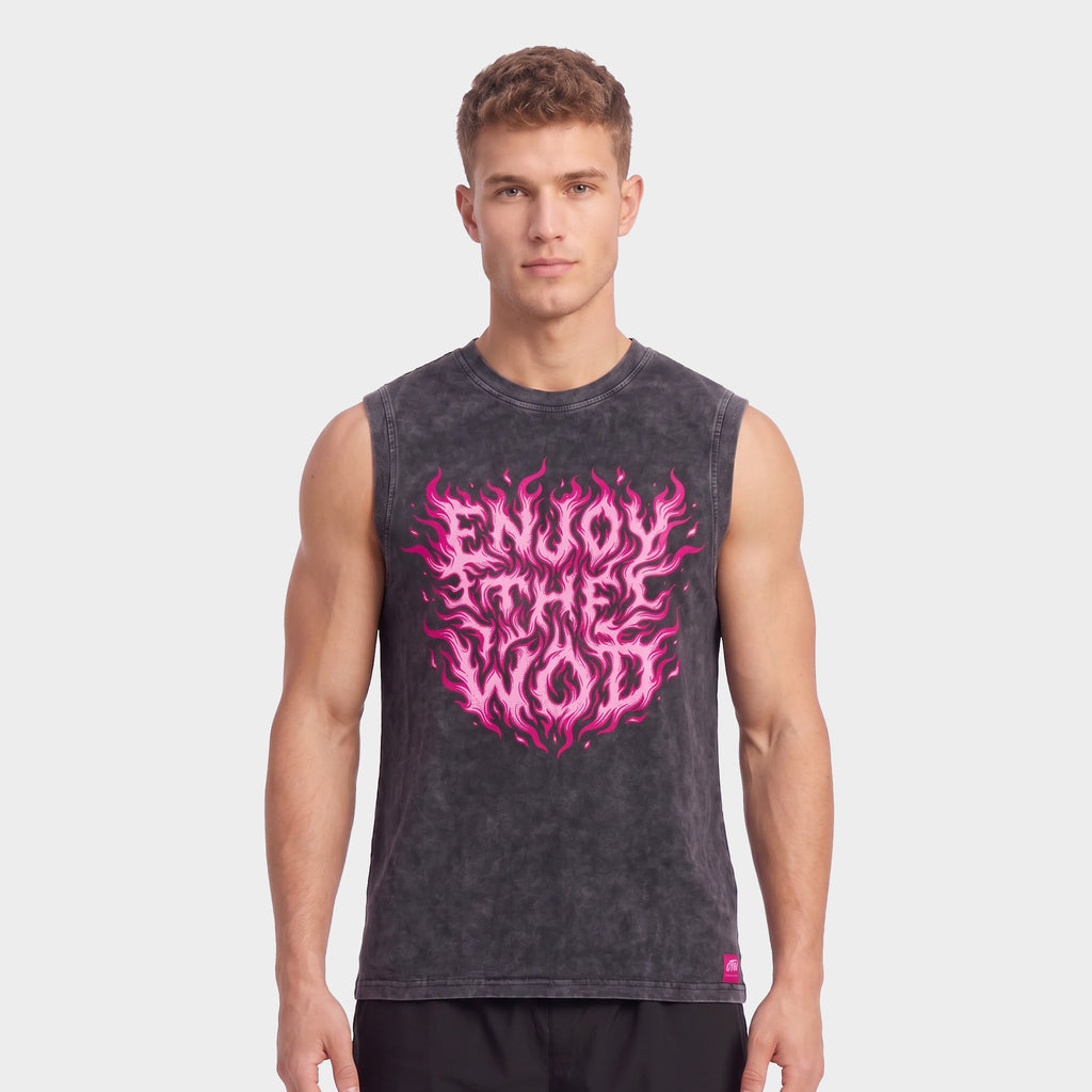 OVERSIZE SIN MANGAS "ENJOY THE WOD IN FLAMES" PINK