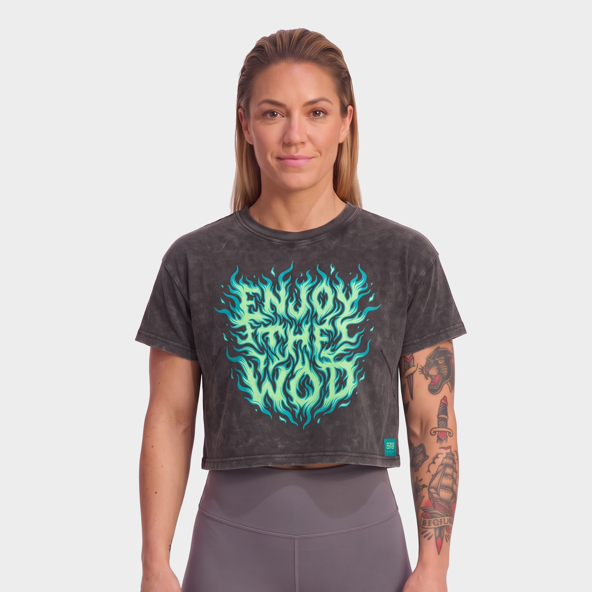 CROP TOP "ENJOY THE WOD" GREEN