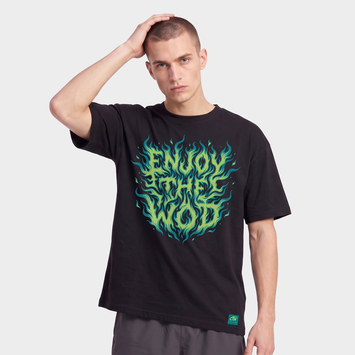 OVERSIZE "ENJOY THE WOD IN FLAMES" GREEN