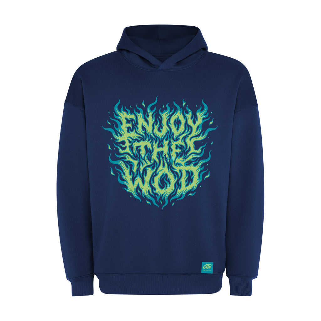 SUDADERA CAPUCHA "ENJOY THE WOD IN FLAMES" GREEN