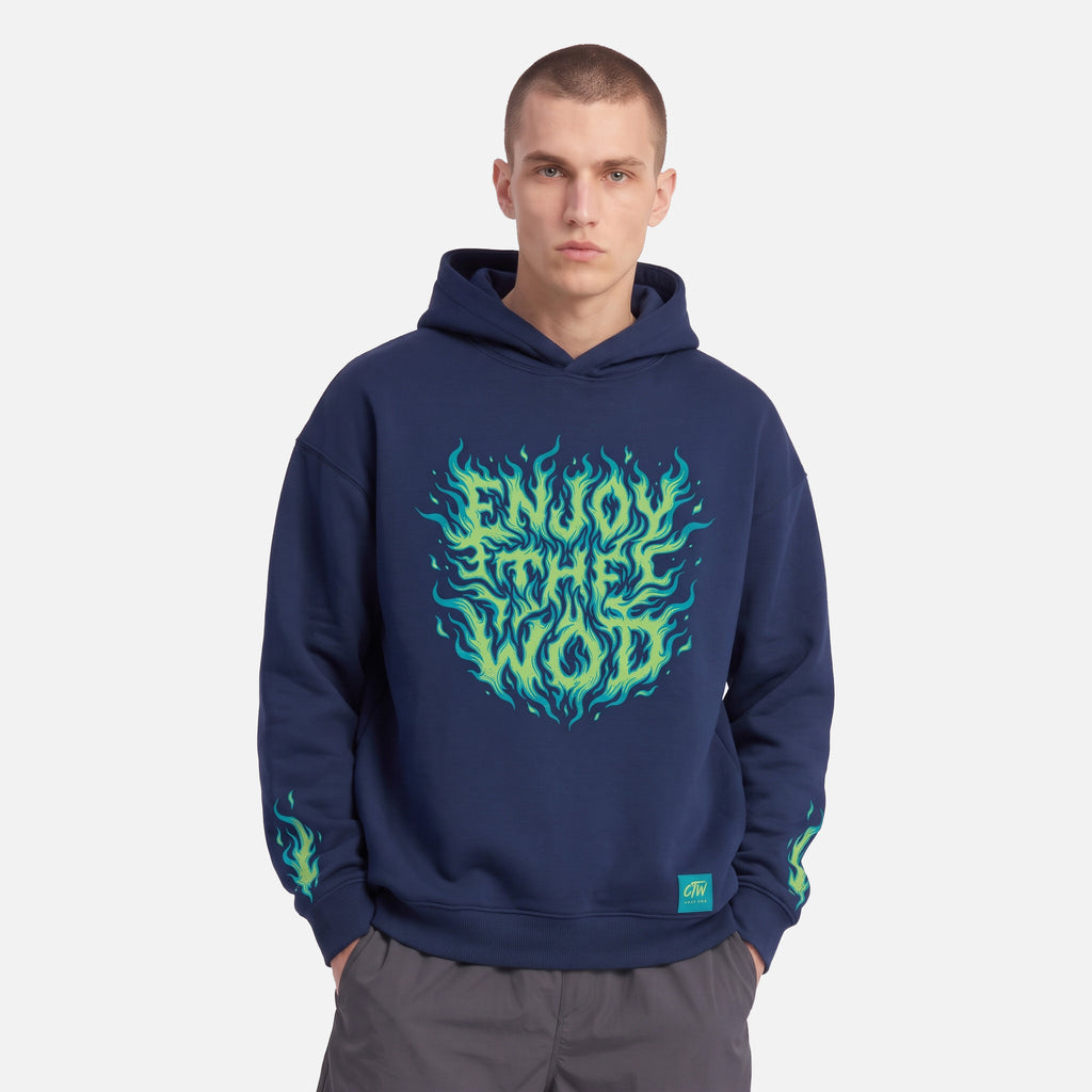 SUDADERA CAPUCHA "ENJOY THE WOD IN FLAMES" GREEN