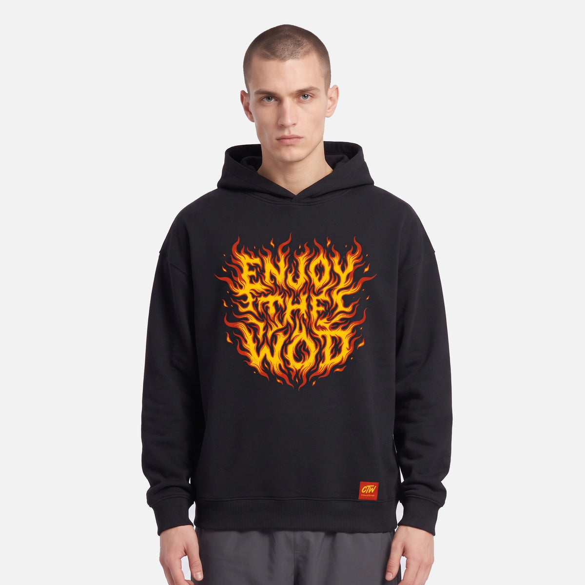 SUDADERA CAPUCHA "ENJOY THE WOD IN FLAMES" ORIGINAL